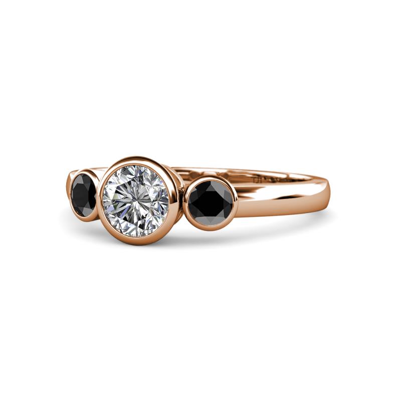 Avrit Black Diamond and White Lab Grown Diamond Three Stone Engagement Ring 