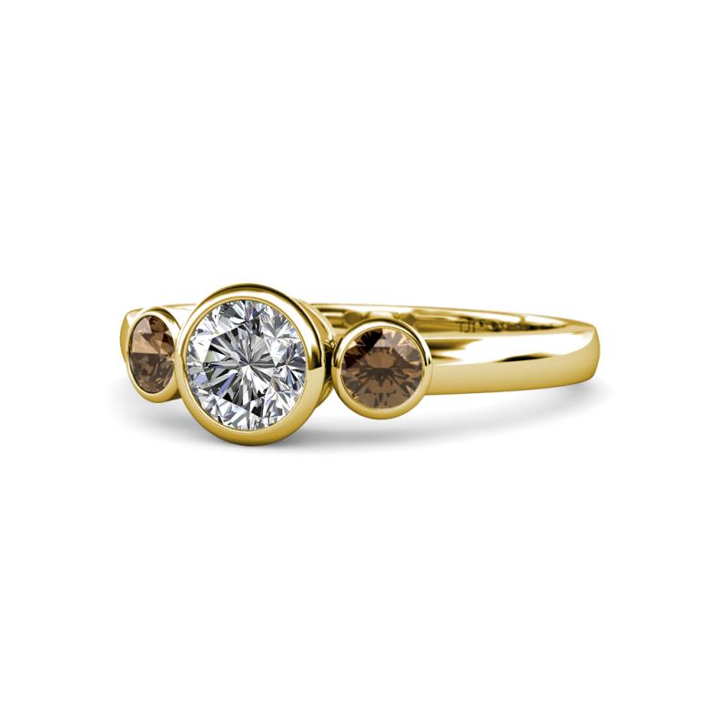 Avrit Smoky Quartz and Lab Grown Diamond Three Stone Engagement Ring 