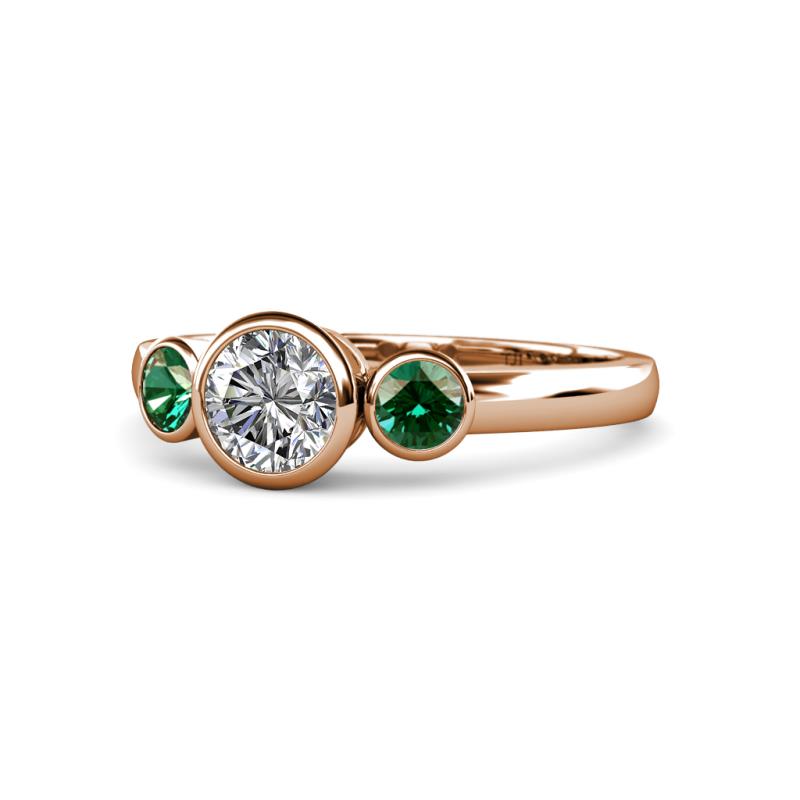 Avrit Created Alexandrite and Lab Grown Diamond Three Stone Engagement Ring 