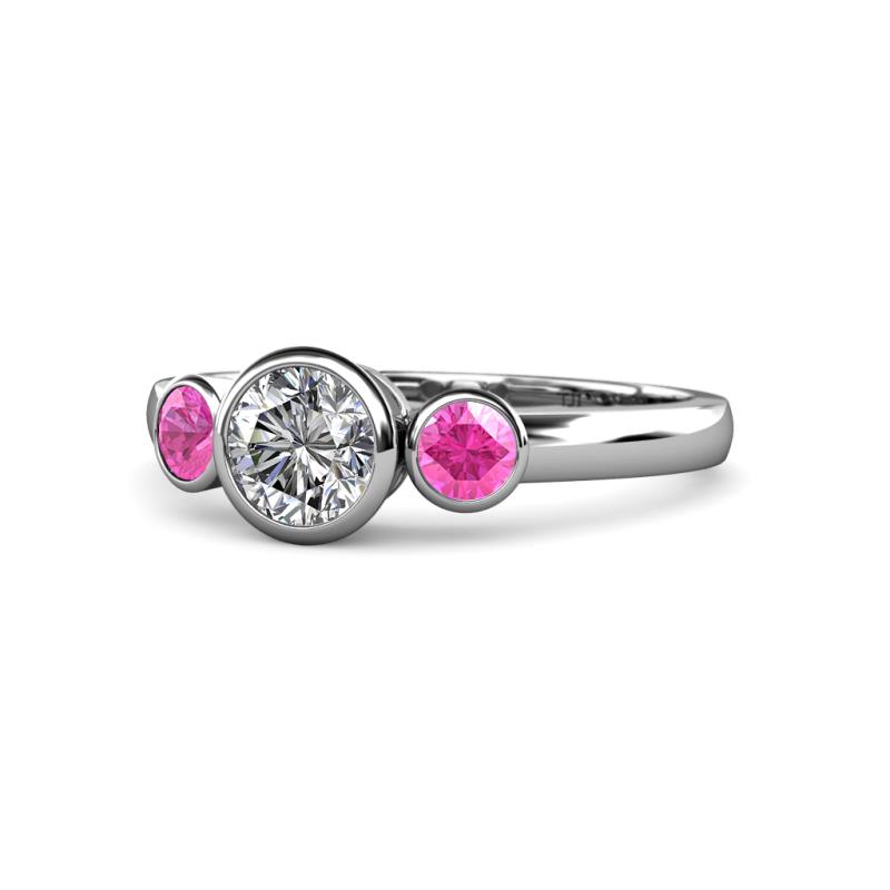 Avrit Pink Sapphire and Lab Grown Diamond Three Stone Engagement Ring 