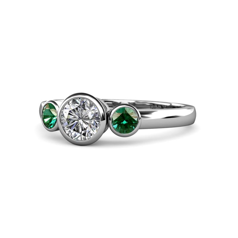 Avrit Created Alexandrite and Lab Grown Diamond Three Stone Engagement Ring 
