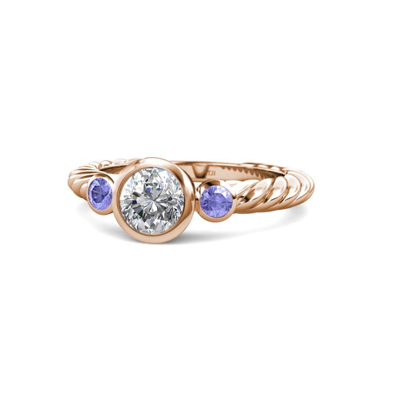 Azalea Tanzanite and Lab Grown Diamond Three Stone Engagement Ring 