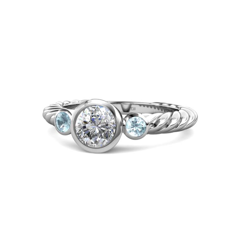Azalea Aquamarine and Lab Grown Diamond Three Stone Engagement Ring 
