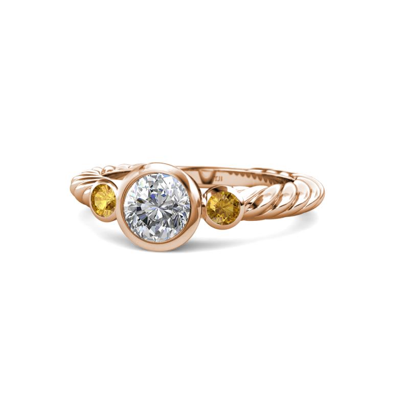Azalea Citrine and Lab Grown Diamond Three Stone Engagement Ring 