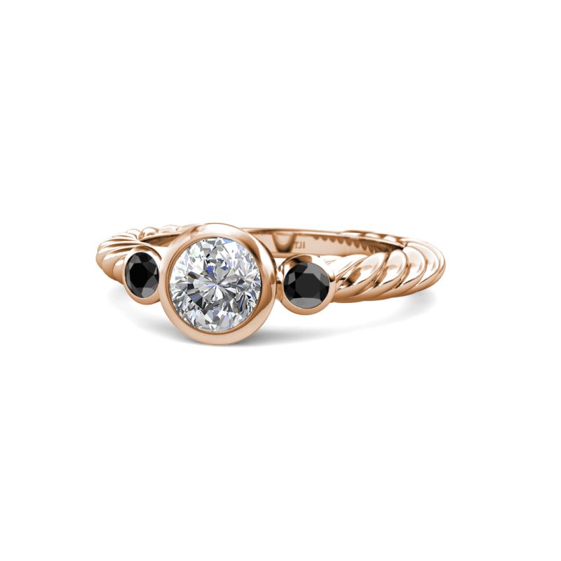 Azalea Black Diamond and White Lab Grown Diamond Three Stone Engagement Ring 