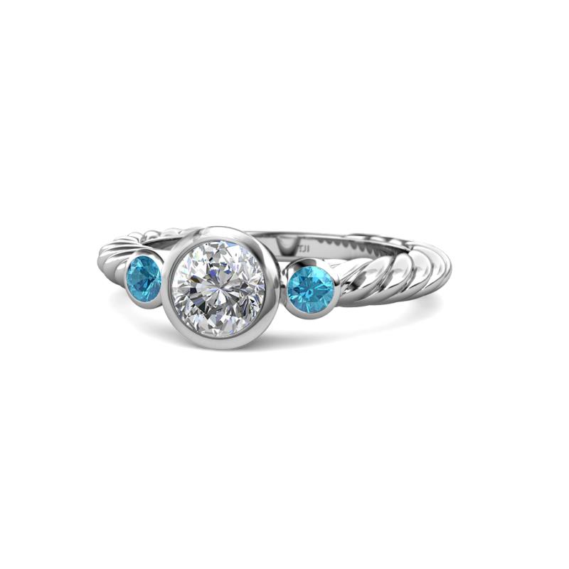 Azalea London Blue Topaz and Lab Grown Diamond Three Stone Engagement Ring 