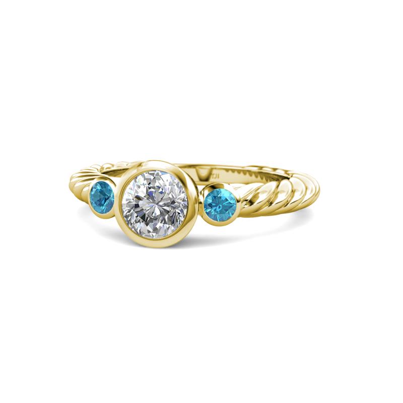 Azalea London Blue Topaz and Lab Grown Diamond Three Stone Engagement Ring 