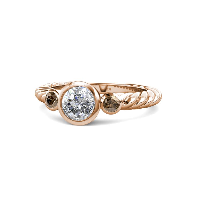 Azalea Smoky Quartz and Lab Grown Diamond Three Stone Engagement Ring 