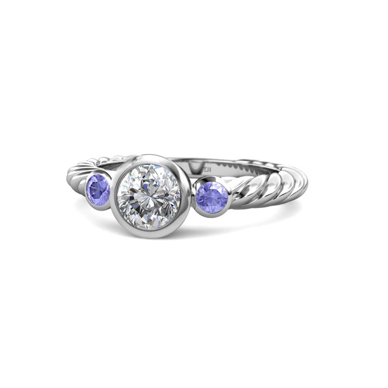Azalea Tanzanite and Lab Grown Diamond Three Stone Engagement Ring 