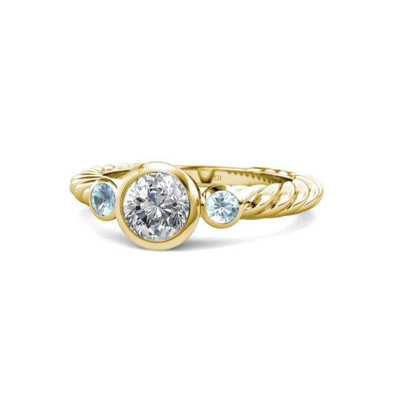 Azalea Aquamarine and Lab Grown Diamond Three Stone Engagement Ring 