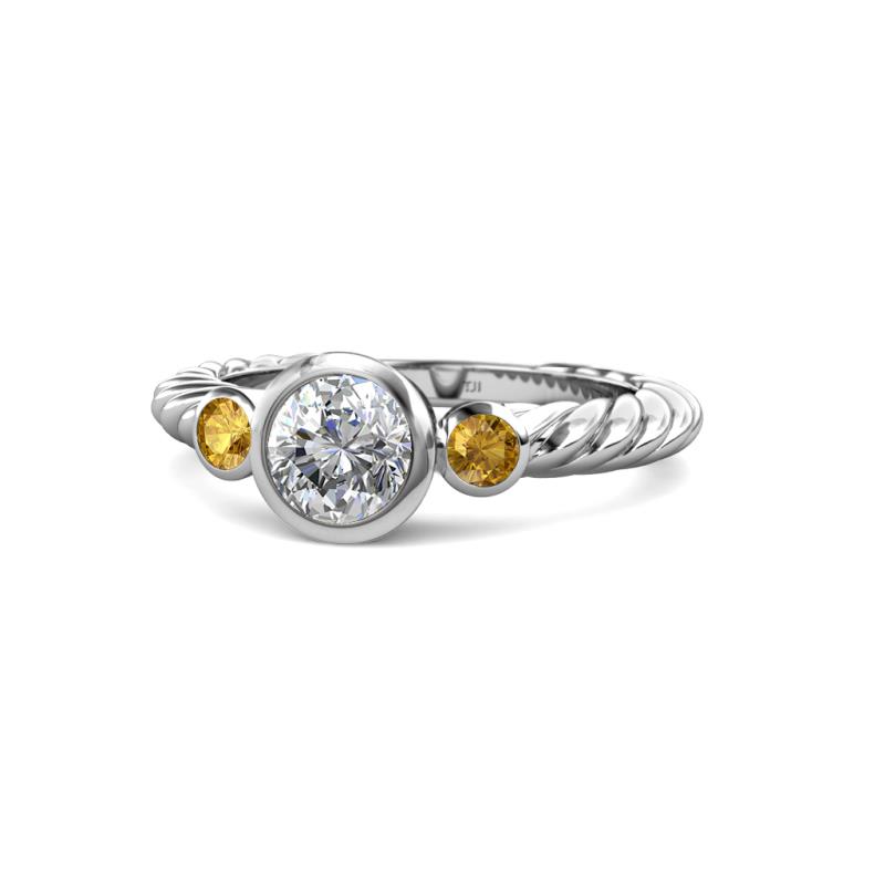 Azalea Citrine and Lab Grown Diamond Three Stone Engagement Ring 