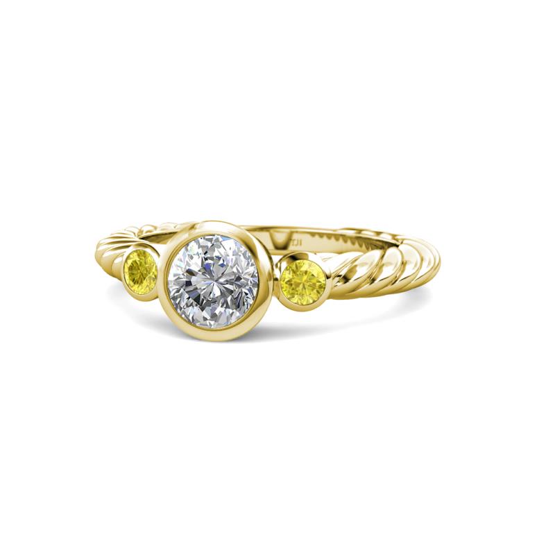 Azalea Yellow Sapphire and Lab Grown Diamond Three Stone Engagement Ring 