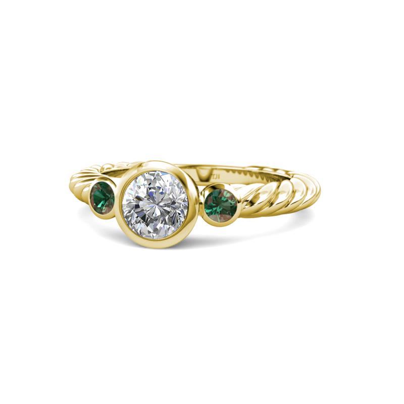 Azalea Lab Created Alexandrite and Diamond Three Stone Engagement Ring 