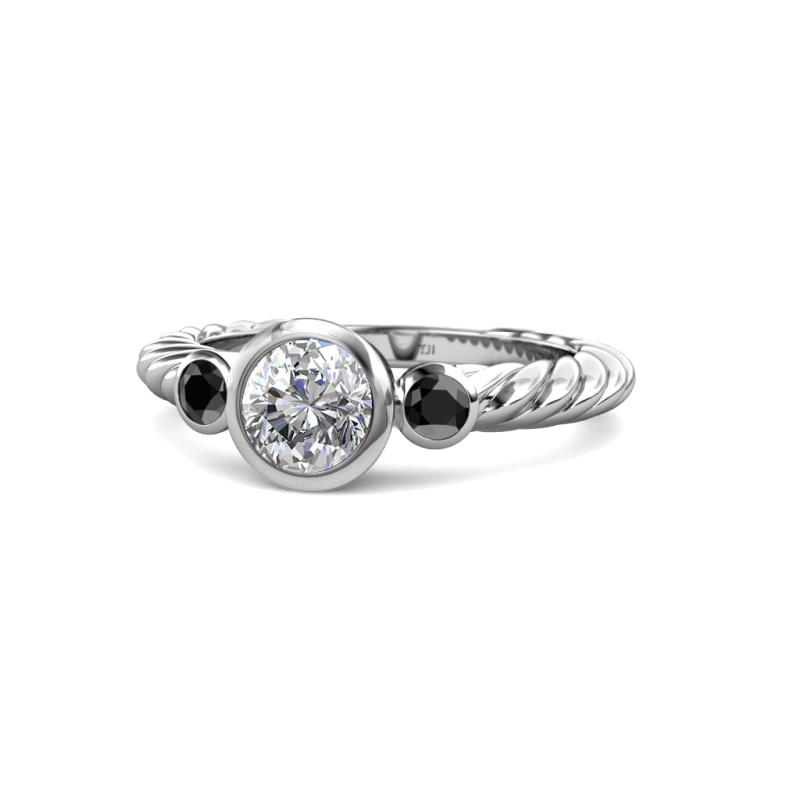 Azalea Black Diamond and White Lab Grown Diamond Three Stone Engagement Ring 