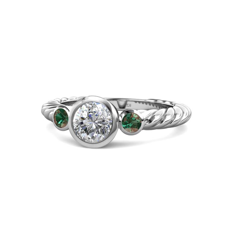 Azalea Lab Created Alexandrite and Diamond Three Stone Engagement Ring 