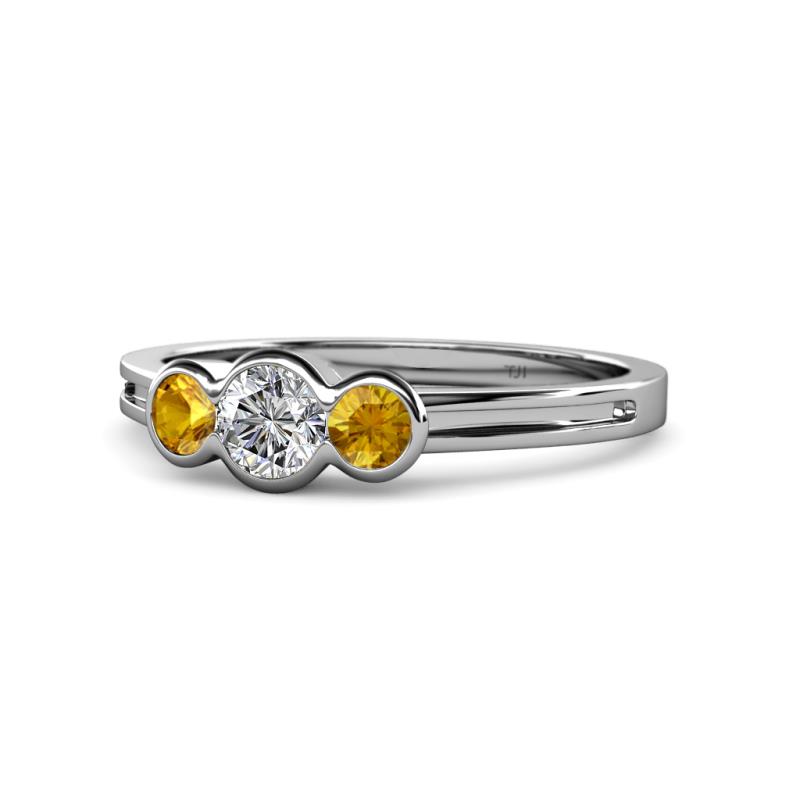 Irina 0.47 ctwLab Grown Diamond With Side Citrine Three Stone Engagement Ring 