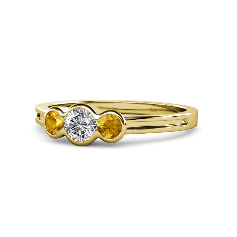 Irina 0.47 ctwLab Grown Diamond With Side Citrine Three Stone Engagement Ring 