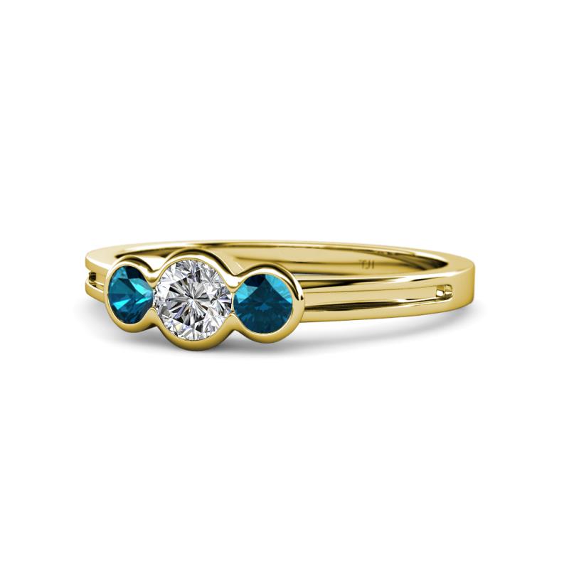 Irina 0.49 ctwLab Grown Diamond With Side Blue Diamond Three Stone Engagement Ring 