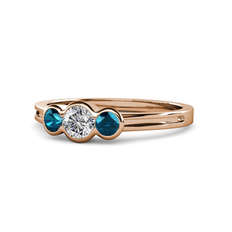 Irina 0.49 ctwLab Grown Diamond With Side Blue Diamond Three Stone Engagement Ring 