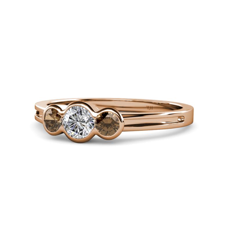 Irina 0.49 ctwLab Grown Diamond With Side Smoky Quartz Three Stone Engagement Ring 