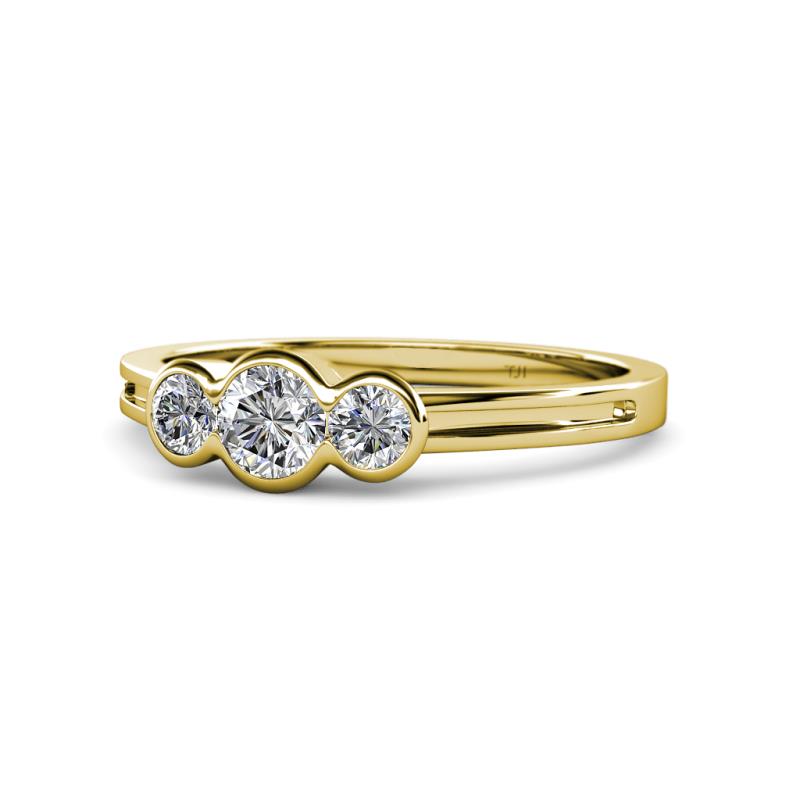 Irina 0.49 ctw Lab Grown Diamond (4.00 mm)  with Side Lab Grown Diamond Three Stone Engagement Ring 