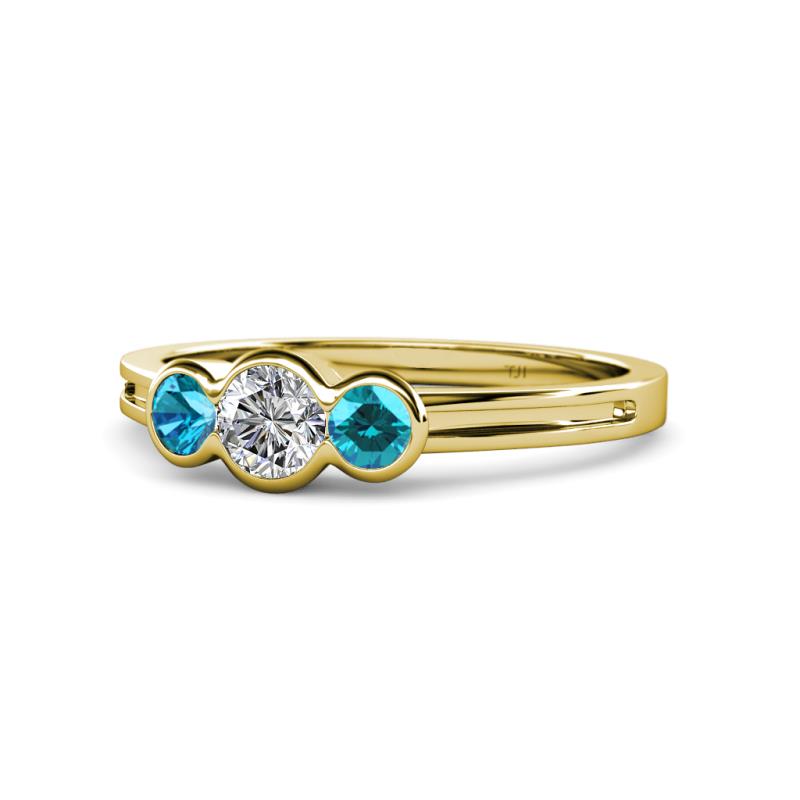 Irina 0.53 ctwLab Grown Diamond With Side London Blue Topaz Three Stone Engagement Ring 