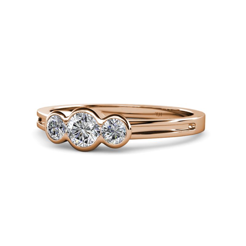 Irina 0.49 ctw Lab Grown Diamond (4.00 mm)  with Side Lab Grown Diamond Three Stone Engagement Ring 