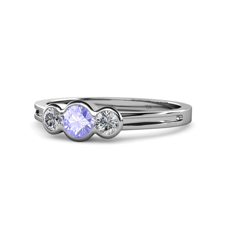 Irina Tanzanite and Lab Grown Diamond Three Stone Engagement Ring 