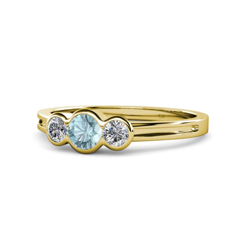 Irina Aquamarine and Lab Grown Diamond Three Stone Engagement Ring 