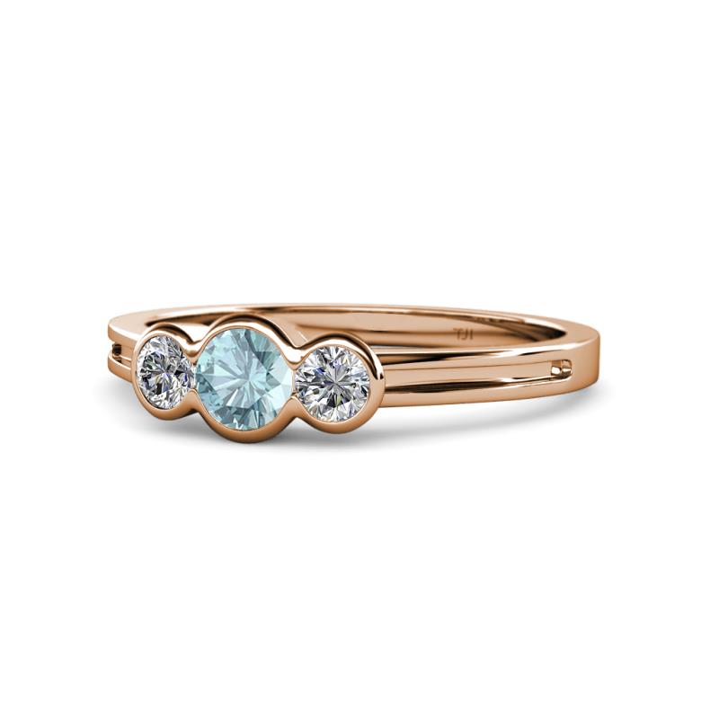 Irina Aquamarine and Lab Grown Diamond Three Stone Engagement Ring 