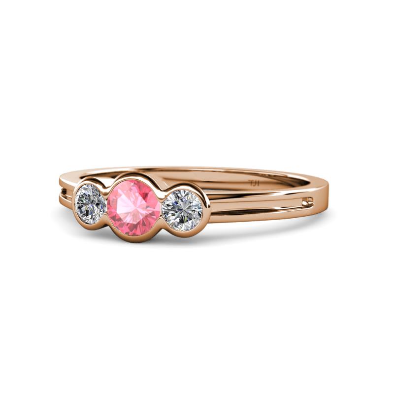 Irina Pink Tourmaline and Lab Grown Diamond Three Stone Engagement Ring 