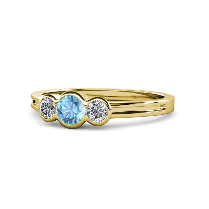 Irina Blue Topaz and Lab Grown Diamond Three Stone Engagement Ring 