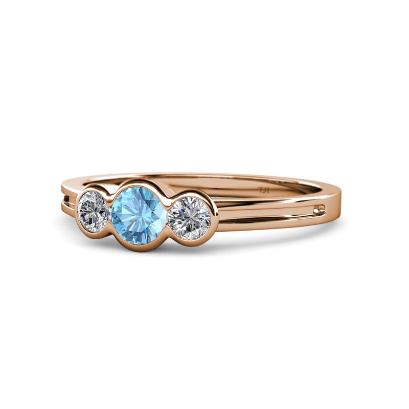 Irina Blue Topaz and Lab Grown Diamond Three Stone Engagement Ring 