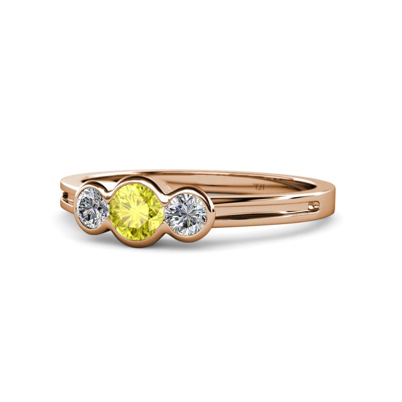 Irina Yellow Diamond and White Lab Grown Diamond Three Stone Engagement Ring 