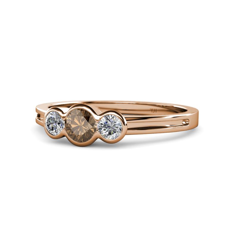 Irina Smoky Quartz and Lab Grown Diamond Three Stone Engagement Ring 