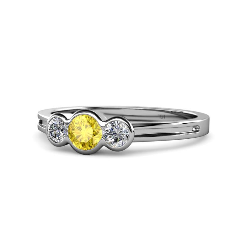 Irina Yellow Sapphire and Lab Grown Diamond Three Stone Engagement Ring 