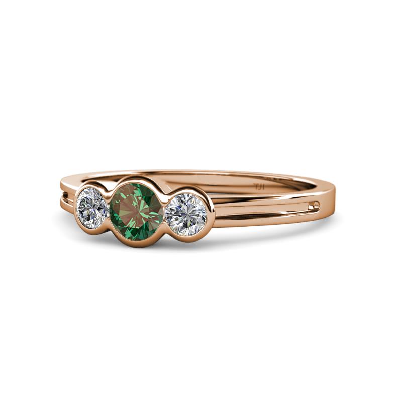 Irina Created Alexandrite and Lab Grown Diamond Three Stone Engagement Ring 
