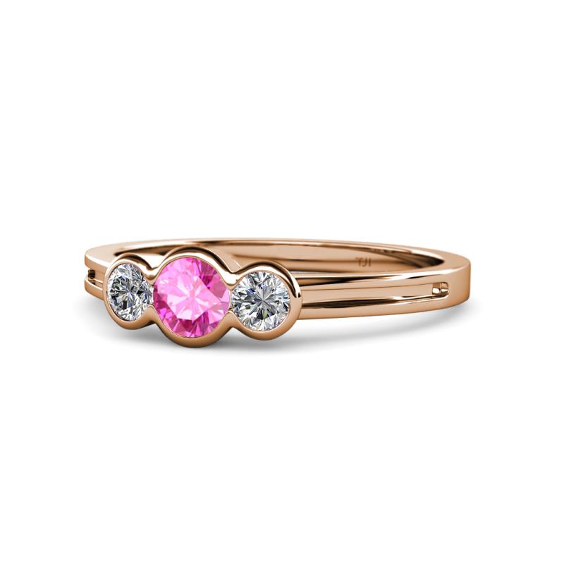 Irina Pink Sapphire and Lab Grown Diamond Three Stone Engagement Ring 