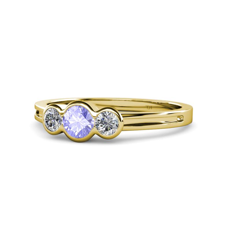 Irina Tanzanite and Lab Grown Diamond Three Stone Engagement Ring 