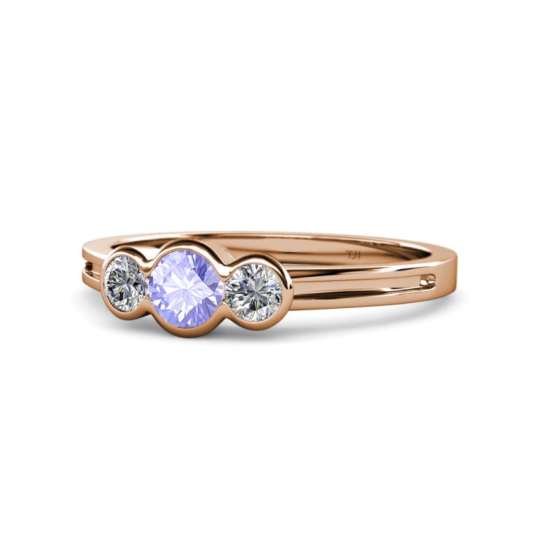 Irina Tanzanite and Lab Grown Diamond Three Stone Engagement Ring 