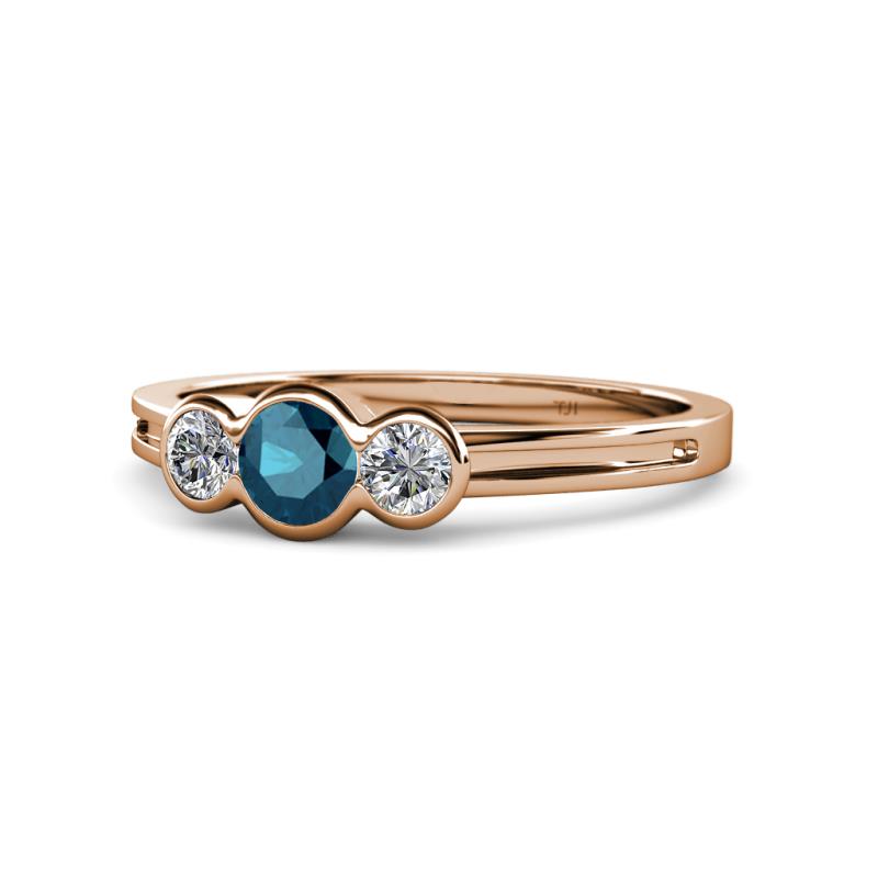 Irina Blue Diamond and White Lab Grown Diamond Three Stone Engagement Ring 