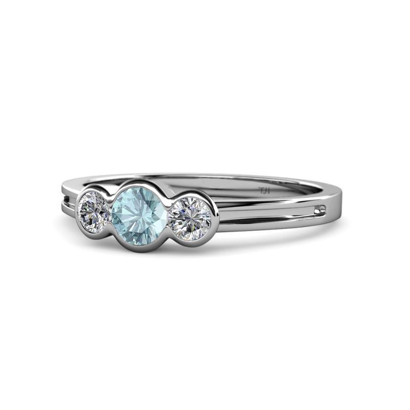 Irina Aquamarine and Lab Grown Diamond Three Stone Engagement Ring 