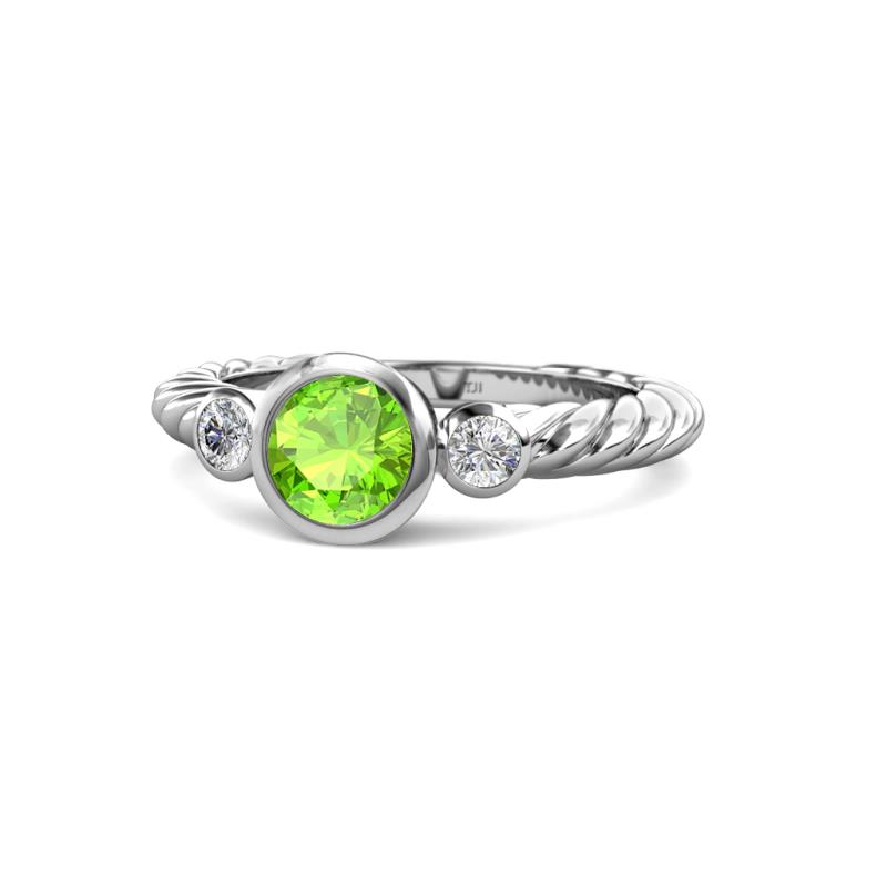 Azalea Peridot and Lab Grown Diamond Three Stone Engagement Ring 