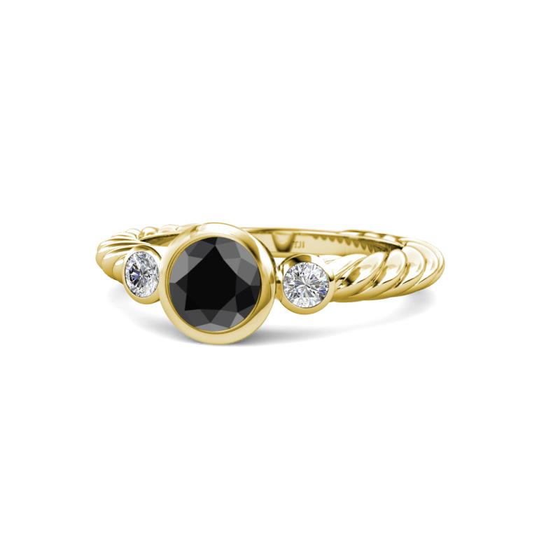 Azalea Black Diamond and White Lab Grown Diamond Three Stone Engagement Ring 