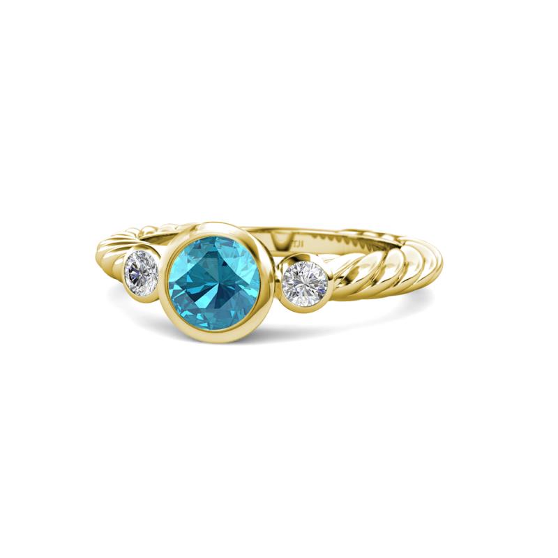 Azalea London Blue Topaz and Lab Grown Diamond Three Stone Engagement Ring 