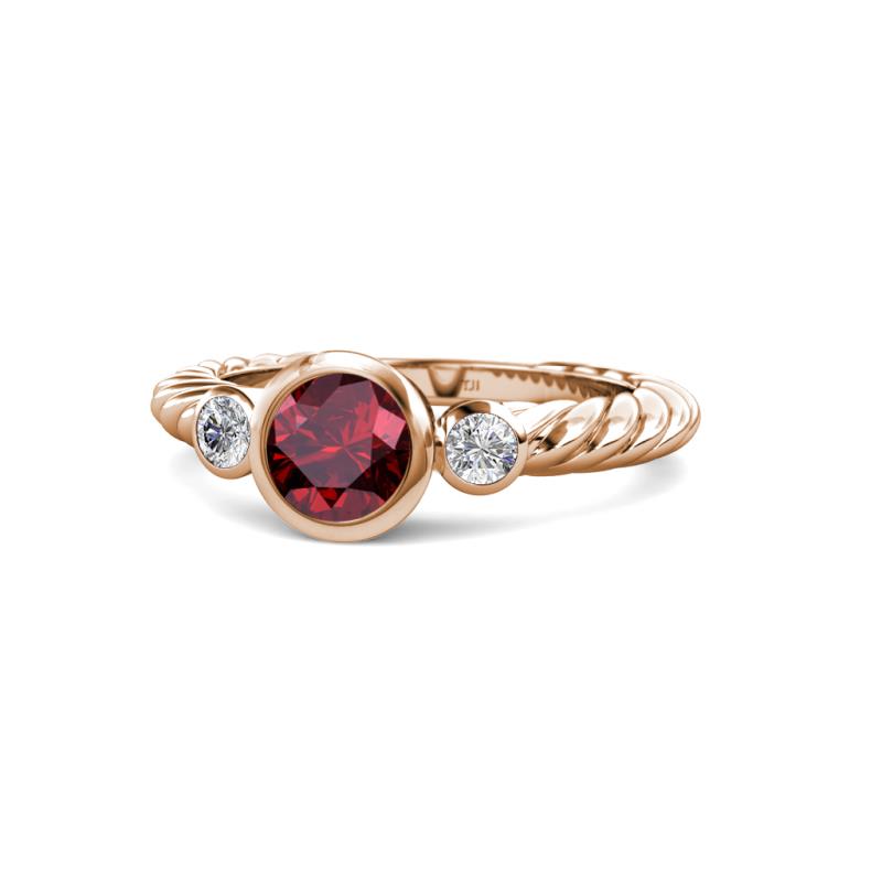 Azalea Ruby and Lab Grown Diamond Three Stone Engagement Ring 