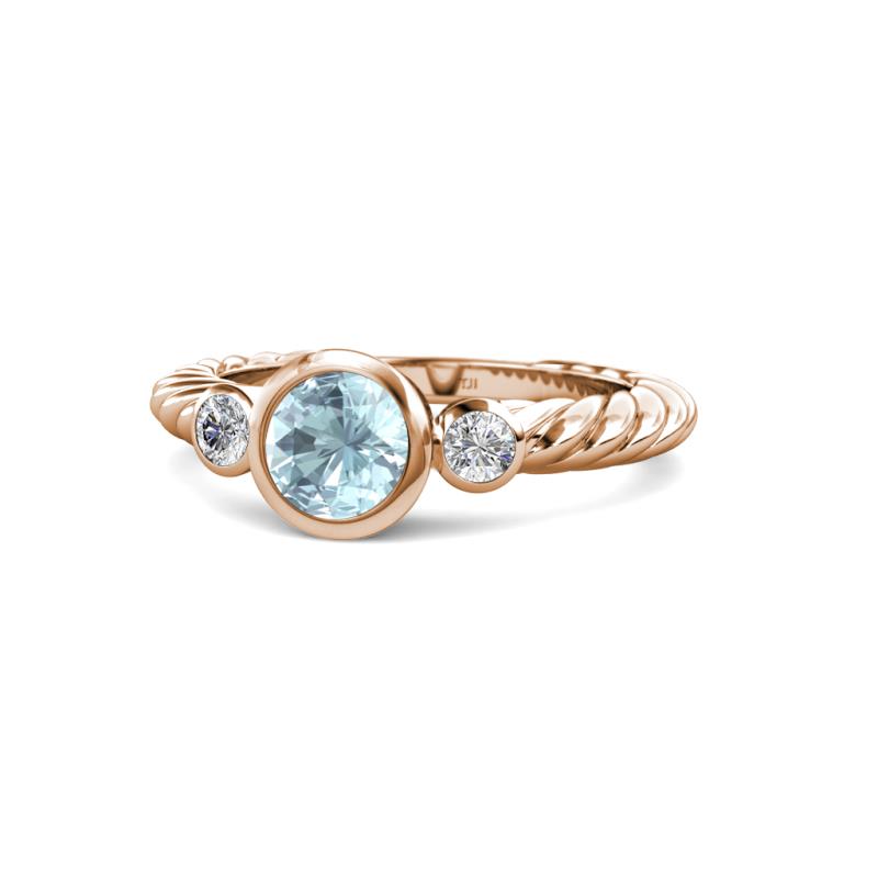 Azalea Aquamarine and Lab Grown Diamond Three Stone Engagement Ring 