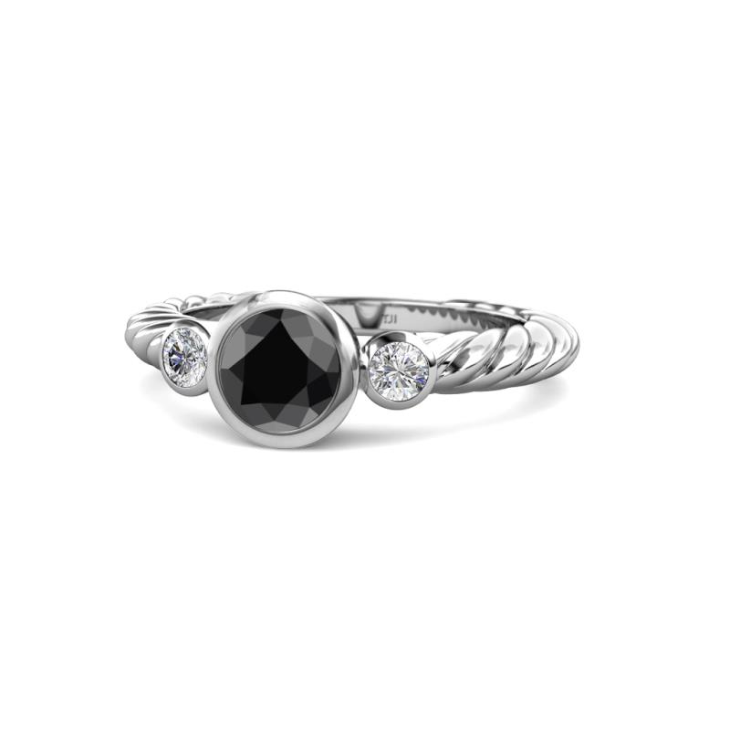 Azalea Black Diamond and White Lab Grown Diamond Three Stone Engagement Ring 