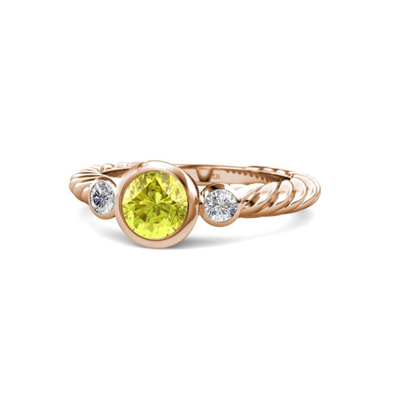 Azalea Yellow Diamond and White Lab Grown Diamond Three Stone Engagement Ring 