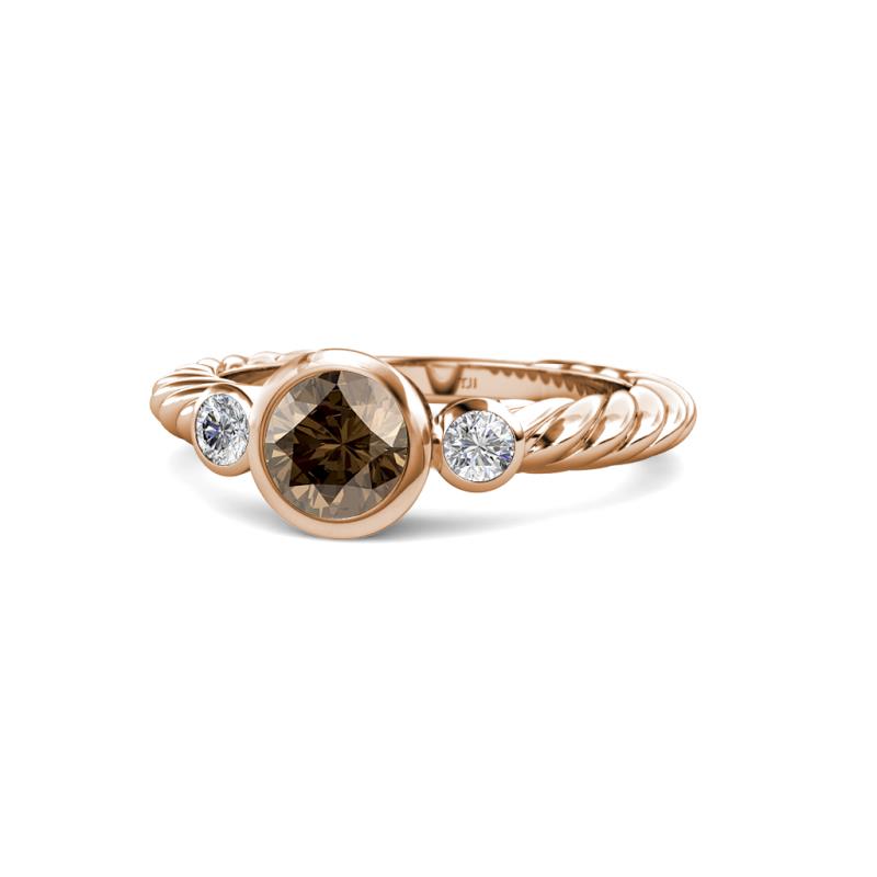 Azalea Smoky Quartz and Lab Grown Diamond Three Stone Engagement Ring 
